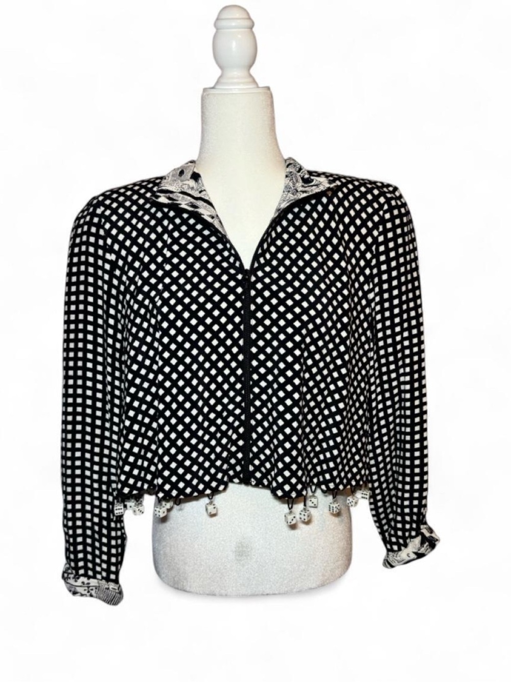 Platinum by Dorothy Schoelen Novelty Dice Cropped Blazer Jacket